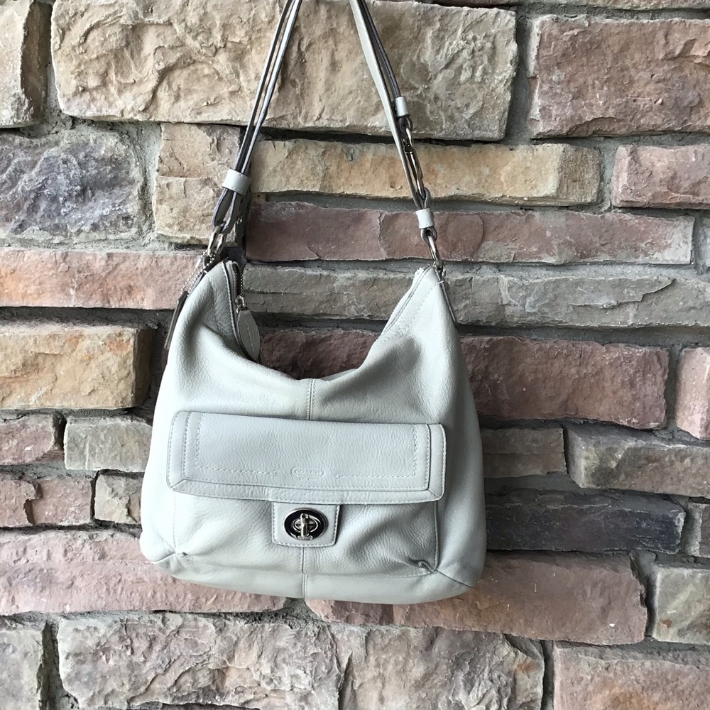 COACH Penelope Gray Pebble Leather Hobo Bag F19045